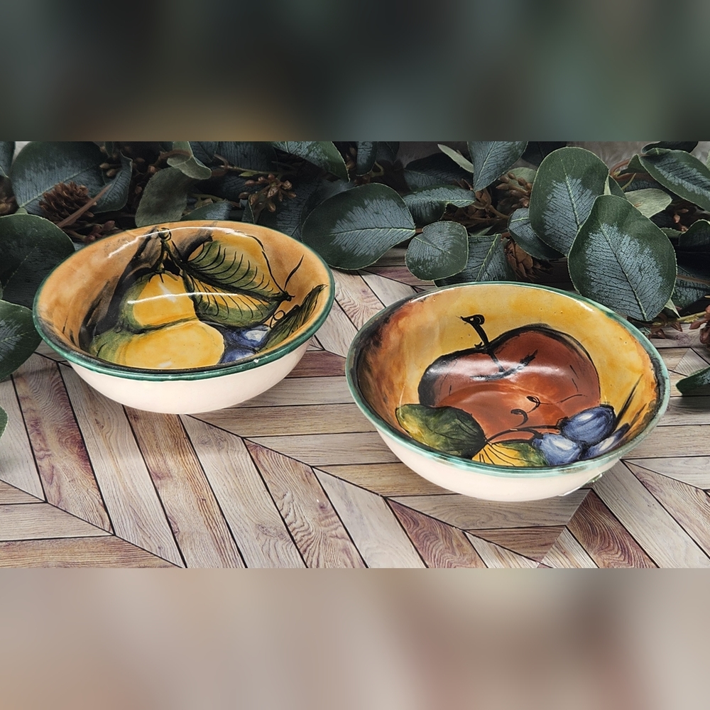 Mexico Handcrafted Traditional Majolica-Style Glaze Fruit Bowls